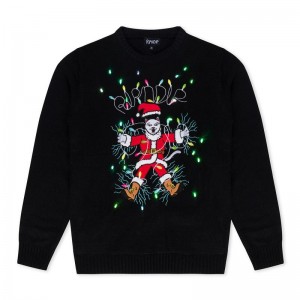 Black Ripndip Electrifying Santa Knit Sweaters | USACE2874