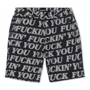 Black Ripndip Fuckin Fuck Denim Shorts | USARW2848