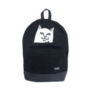 Black Ripndip Lord Nermal Corduroy Backpacks | USAEX2262