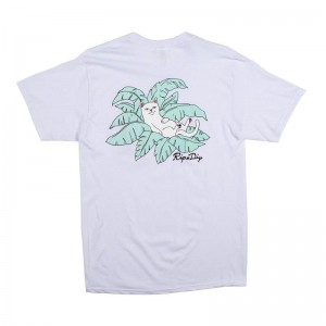 White Ripndip Nermal Leaf Pocket Shirts | USAIS2631